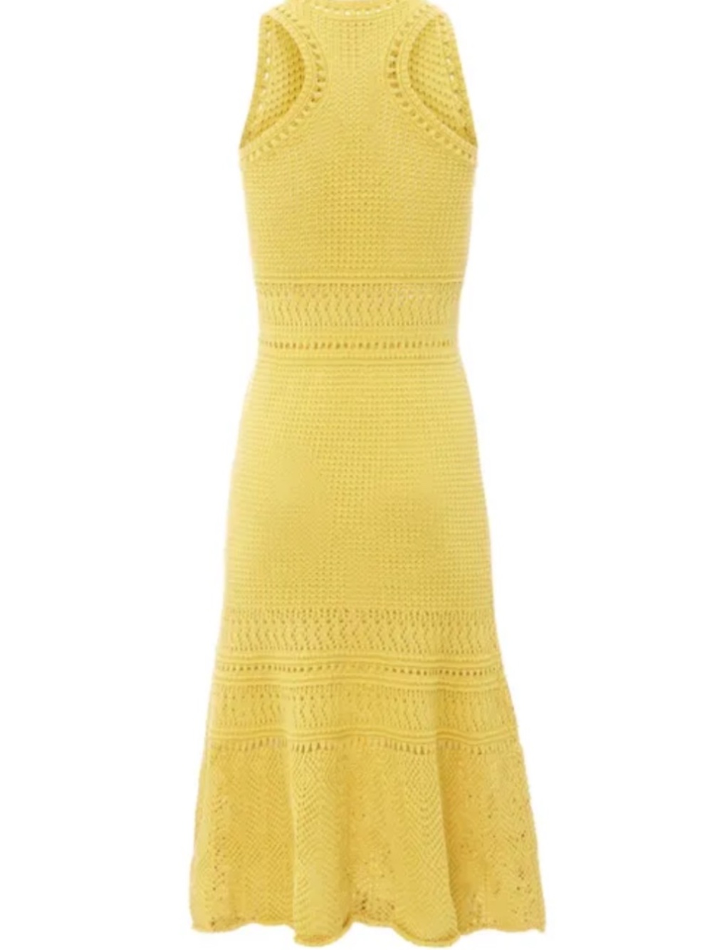 Vanessa Bruno 🧶 Thara Crochet Midi Dress | Yellow Boho Resortwear Size S - Picture 3 of 16